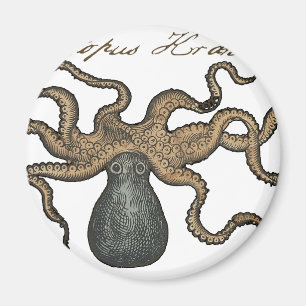 Octopus Kraken Vintage Illustration Magnet