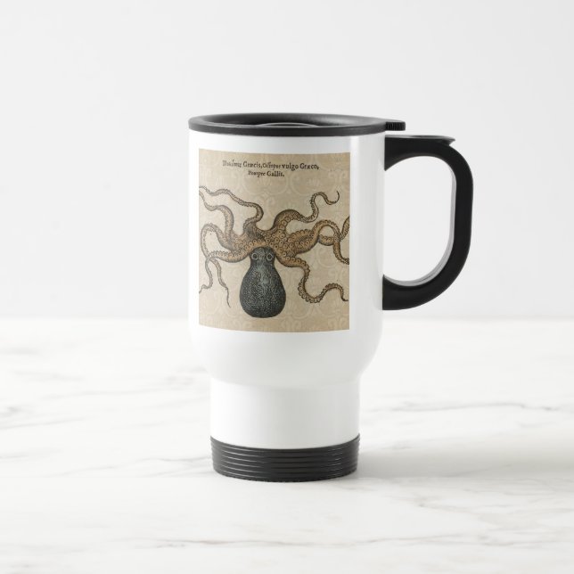 Octopus Kraken Vintage Illustration Travel Mug (Right)