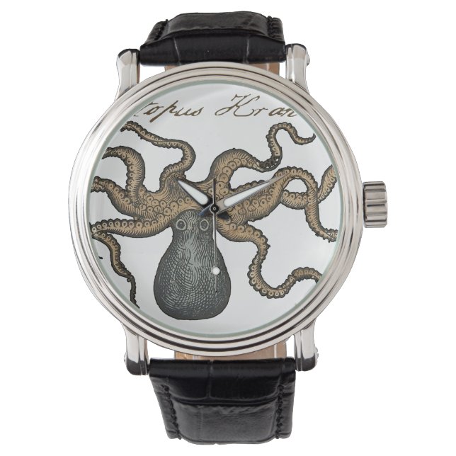 Octopus Kraken Vintage Illustration Watch (Front)