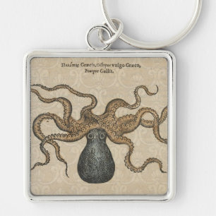 Octopus Kraken vintage Print illustration Art Key Ring