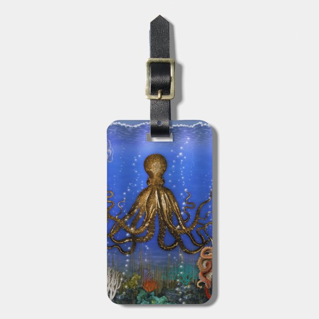 Octopus' Lair - Colourful Luggage Tag (Front Vertical)
