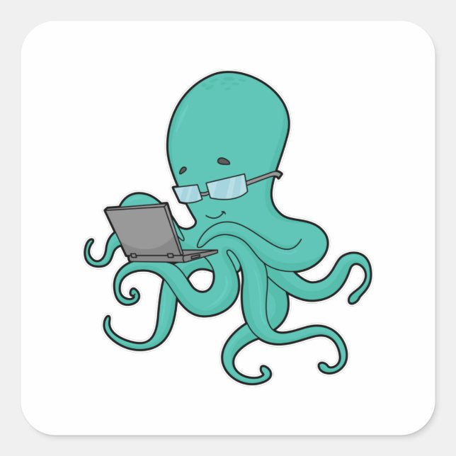 Octopus Laptop Square Sticker (Front)