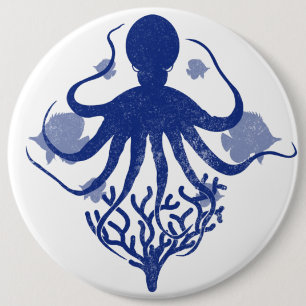 Octopus (light background) 6 cm round badge