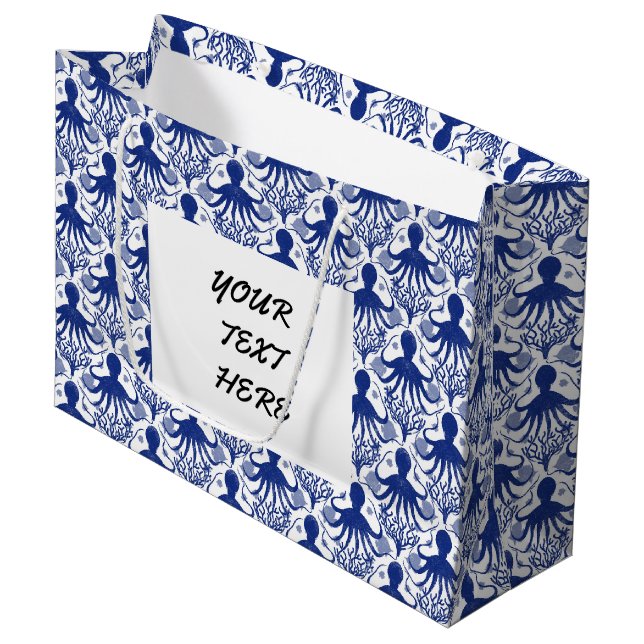 Octopus (light background) large gift bag (Front Angled)