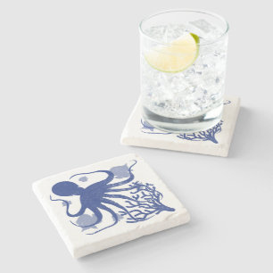 Octopus (light background) stone coaster