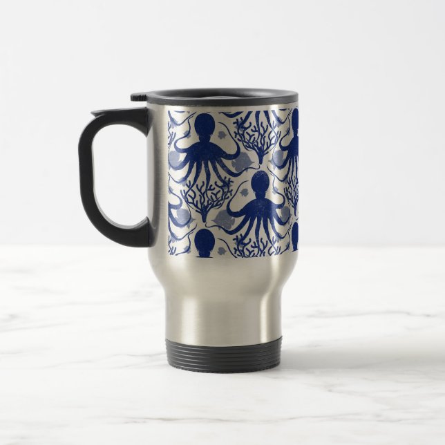 Octopus (light background) travel mug (Left)