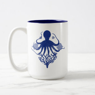 Octopus (light background) Two-Tone coffee mug