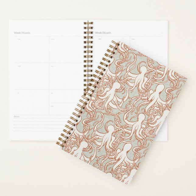 Octopus Line Art | Modern Planner (Orange & Grey) (Display)