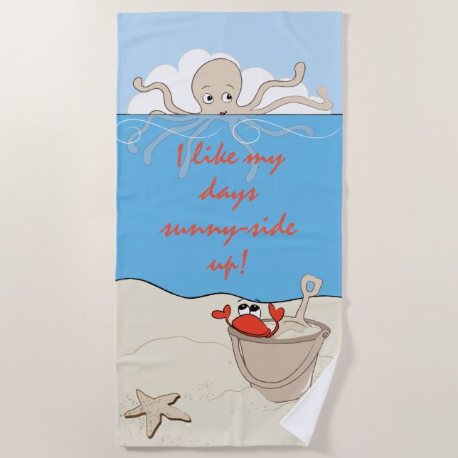 Octopus, Lobster, Beach Days Beach Towel (Front)