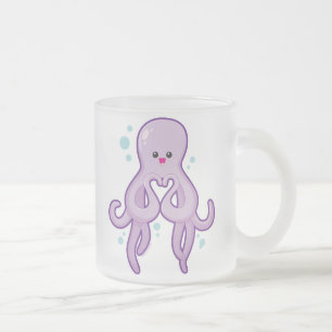 Octopus Loves You Frosted Glass Coffee Mug