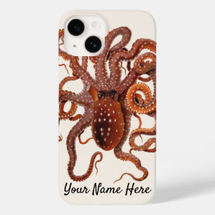 Octopus Macropus, Vintage Marine Aquatic Animals Case-Mate iPhone 14 Case