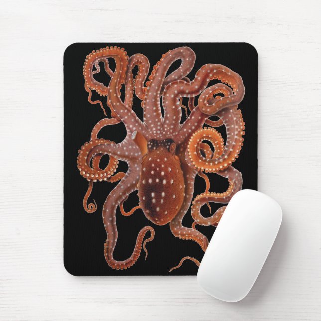 Octopus Macropus, Vintage Marine Aquatic Animals Mouse Mat (With Mouse)