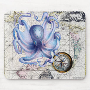Octopus Map Nautica Mouse Mat