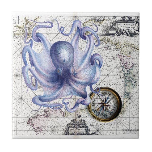 Octopus Map Nautica Tile (Front)