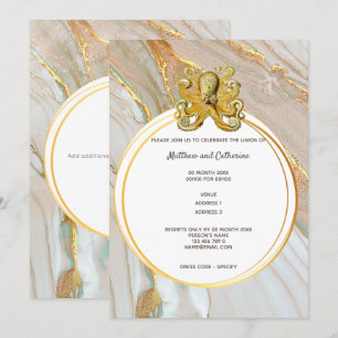 Octopus marble watercolor geometric marine ocean invitation