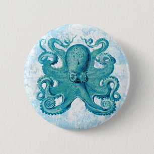 Octopus Marine Life Ocean Animals Beach Nautical 6 Cm Round Badge