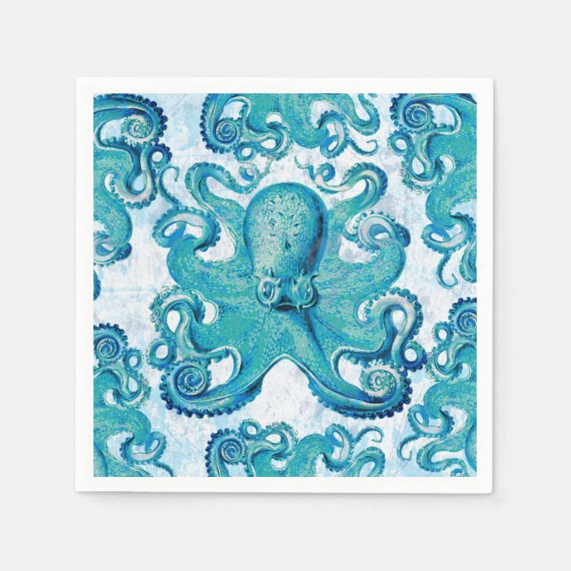 Octopus Marine Life Ocean Animals Beach Nautical Napkin (Front)