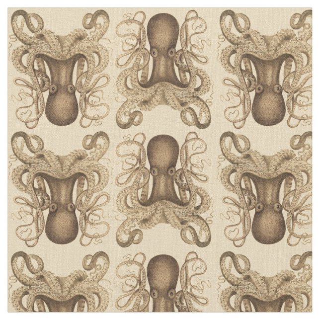 Octopus Marmoratus (Brown) Fabric (Close Up)