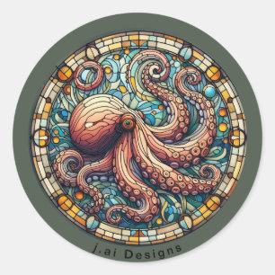 Octopus Medallion Classic Round Sticker
