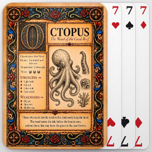 Octopus, Mediaeval Bestiary Art Playing Cards