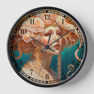 Octopus Mermaid Fantasy Art Clock