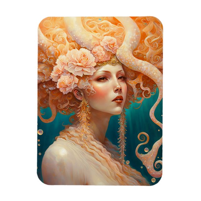 Octopus Mermaid Fantasy Art Magnet (Vertical)
