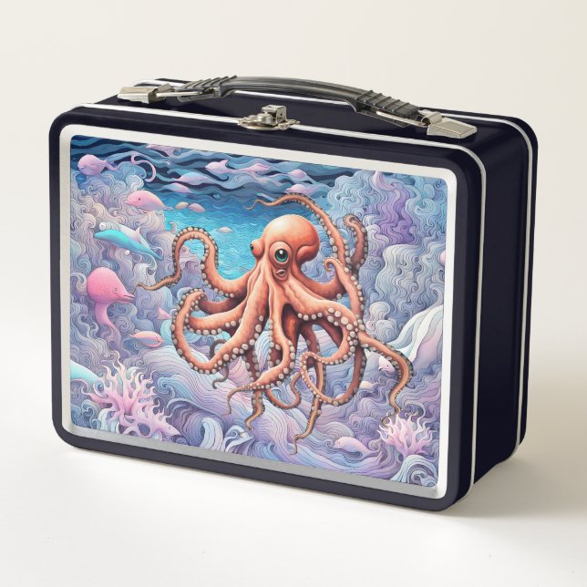 Octopus Metal Lunch Box (Front)