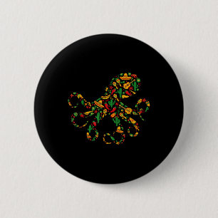Octopus Mexican Sombrero Maracas Mexico Guitar Cin 6 Cm Round Badge
