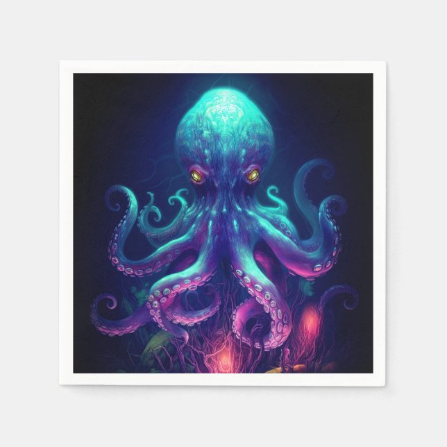 Octopus Mythical Nautical Under the Sea Creatures Napkin (Front)