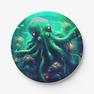 Octopus Mythical Nautical Under the Sea Creatures Paper Plate