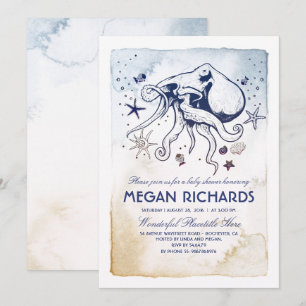 Octopus Nautical Beach Baby Shower Invitation