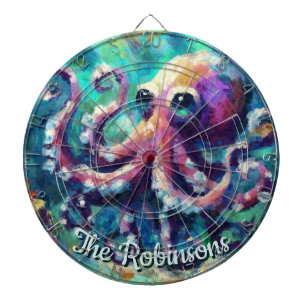 Octopus Nautical Beach Coastal Personalised Dartboard