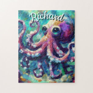 Octopus Nautical Beach Coastal Personalised Jigsaw Puzzle
