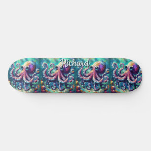Octopus Nautical Beach Coastal Personalised Skateboard