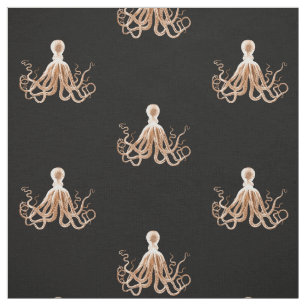 Octopus nautical black fabric