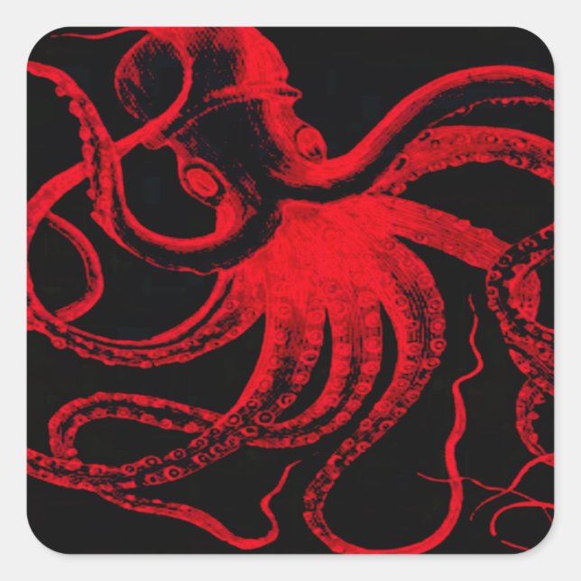 Octopus Nautical Steampunk Vintage Kraken Monster Square Sticker (Front)