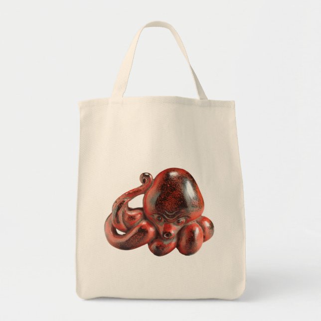 Octopus Netsuke Grocery Tote Bag (Front)