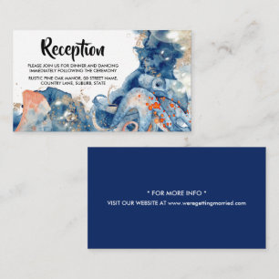 Octopus ocean creatures navy blue orange sea enclosure card