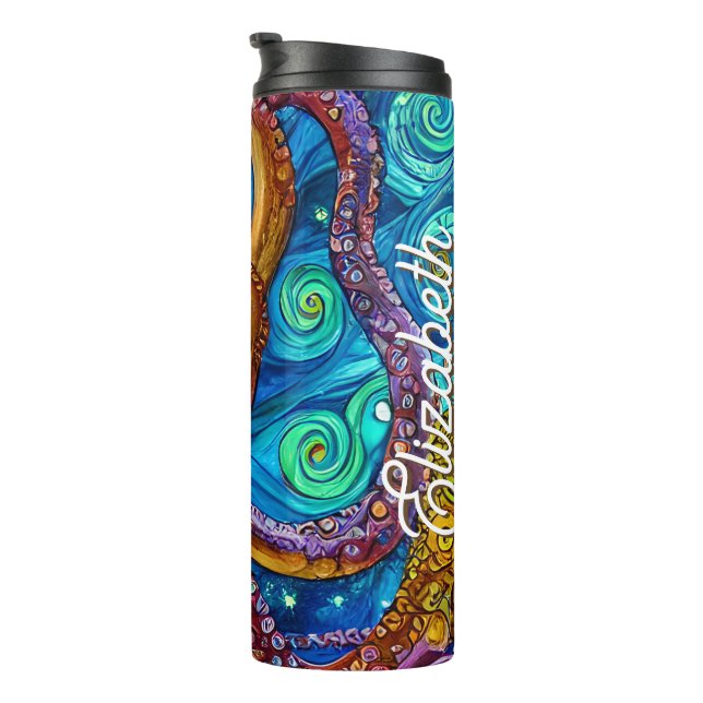 Octopus Ocean Sea Animal Personalised Name Thermal Tumbler (Rotated Right)