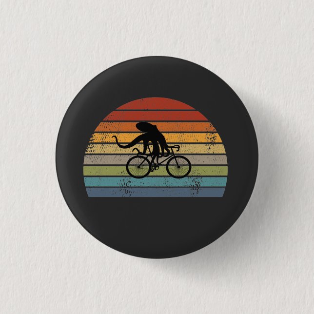 Octopus - Octopus Riding Bicycle 3 Cm Round Badge (Front)