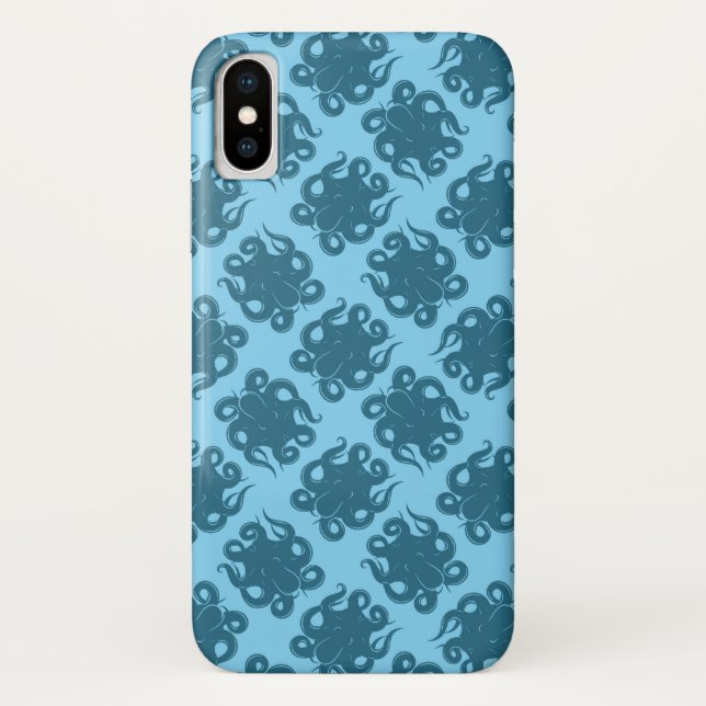 Octopus On Blue Pattern Case-Mate iPhone Case (Back)