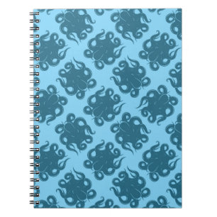 Octopus On Blue Pattern Notebook