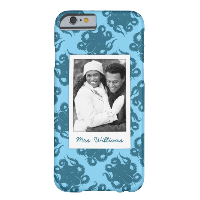 Octopus On Blue Pattern | Your Photo & Name Case-Mate iPhone Case (Back)