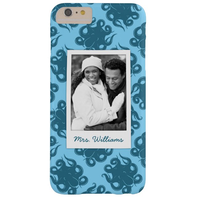 Octopus On Blue Pattern | Your Photo & Name Case-Mate iPhone Case (Back)