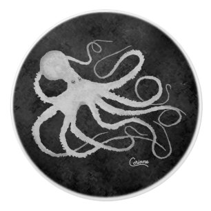 Octopus on Dark Grey L - Knob