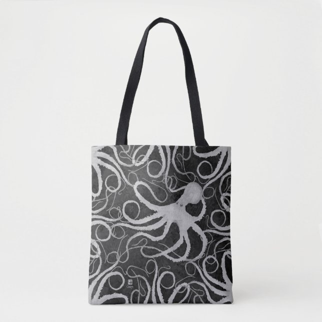 Octopus on Dark Grey - Tote Bag (Front)