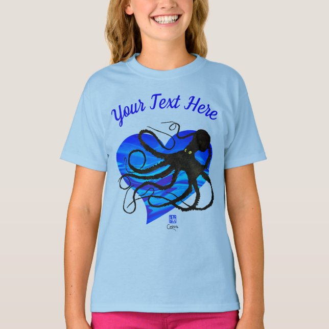 Octopus on Two Tone Blue ❤ - Basic Long Sleeve Tee (Front)