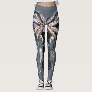 Octopus or Giant Squid, Vintage Marine Life Animal Leggings