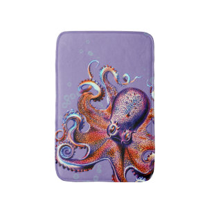 Octopus Orange and Purple Bath Mat