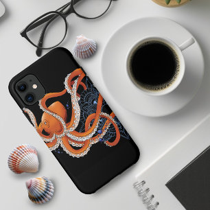 Octopus Orange Mandala Blue iPhone 11 Case